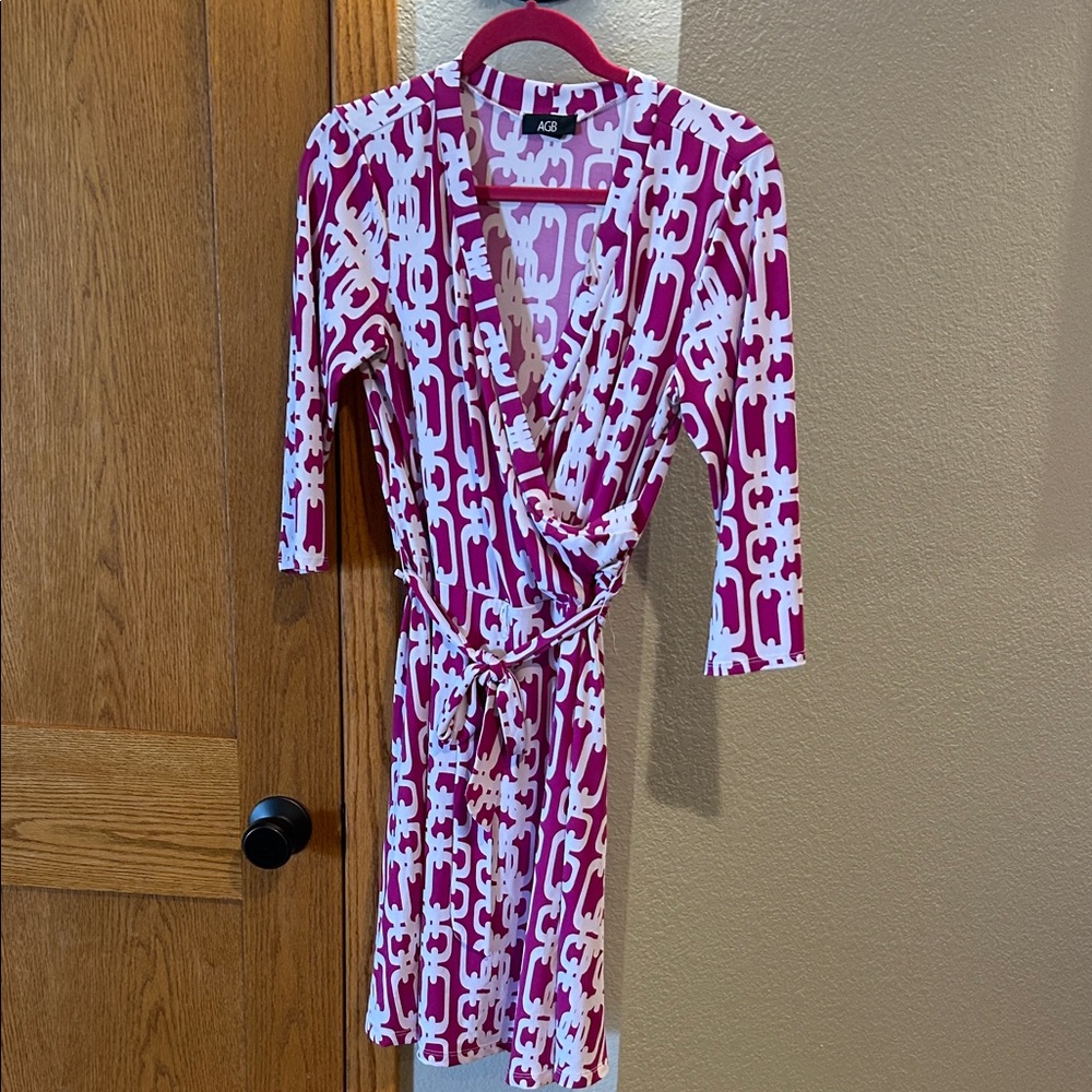 AGB Pink and White Asymmetrical Dress